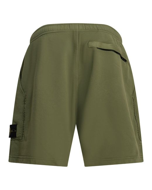 Stone Island Green Jogger Shorts for men