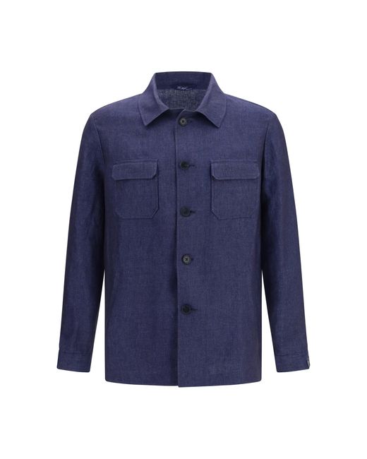 Gi Capri Blue Linen Shirt With Button Closure 104 for men