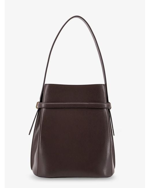 Totême Brown Leather Bucket Bag With Strap On The Front