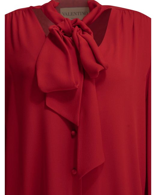 Valentino Red Silk Georgette Blouse