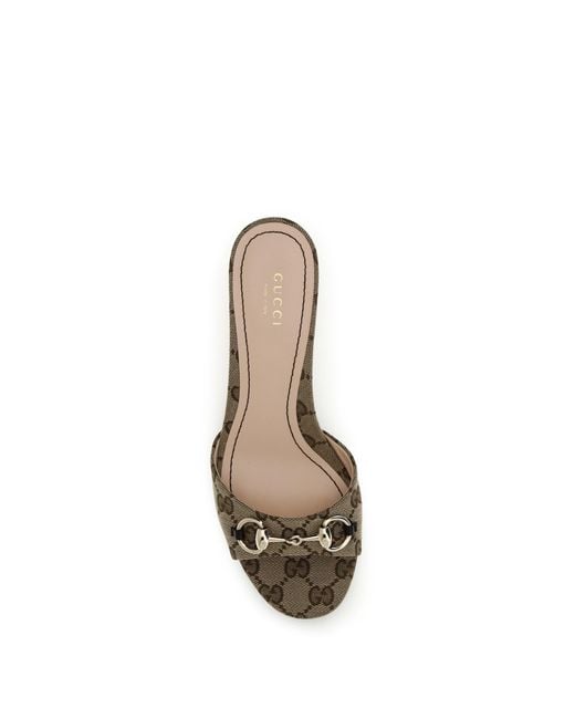 Gucci Metallic Slider Sandals With Buckle