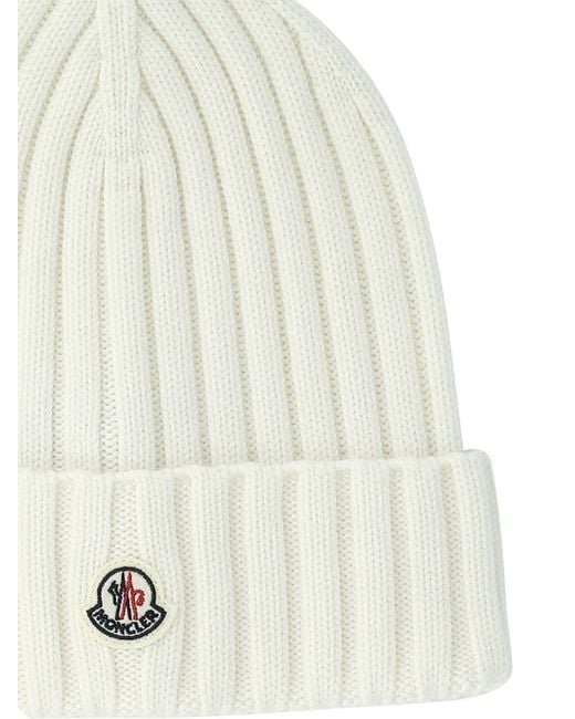 Moncler White Wool Beanie