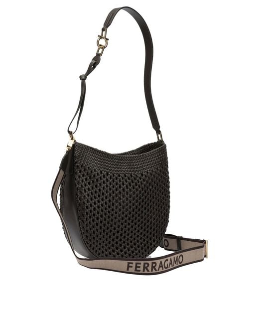 Ferragamo Black "Hobo Smile" Small Shoulder Bag