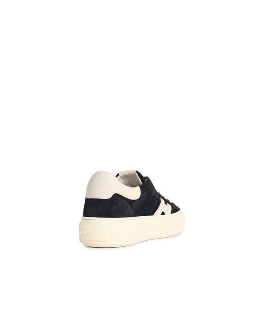Hogan Black 'H705' Dark Leather Sneakers