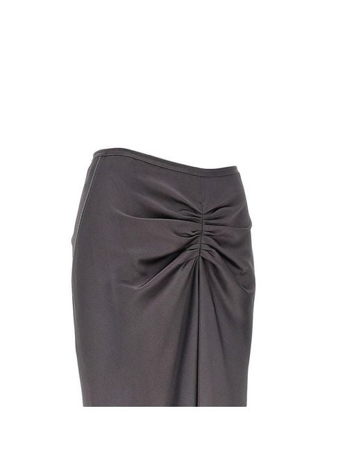 Victoria Beckham Gray Crepe Back Satin Midi Skirt