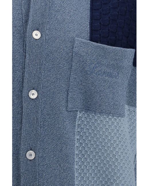 Laneus Blue Short-Sleeve Cardigan Denim for men