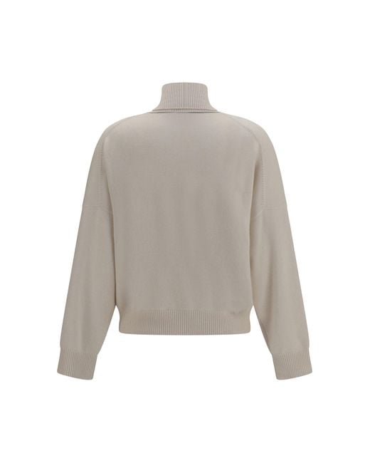 Brunello Cucinelli White Cashmere Turtleneck Sweater