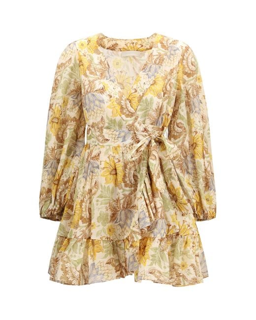 Zimmermann Metallic Daylight Wrap Mini Dress