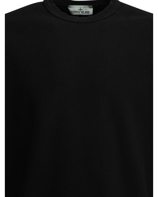 Stone Island Black Mesh Stitch Crewneck Sweatshirt for men