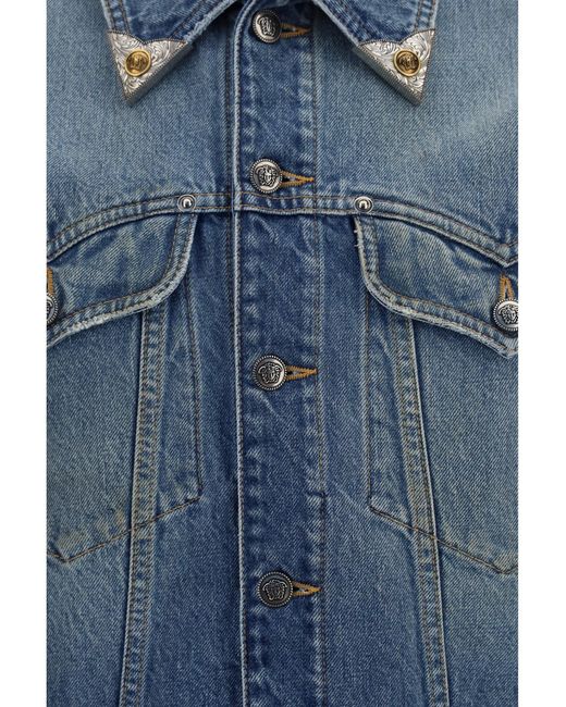 Versace Blue Stonewashed Denim Jacket for men