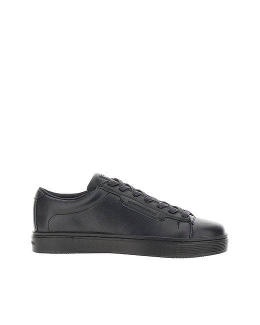 Emporio Armani Gray Travel Essential Leather Sneakers for men