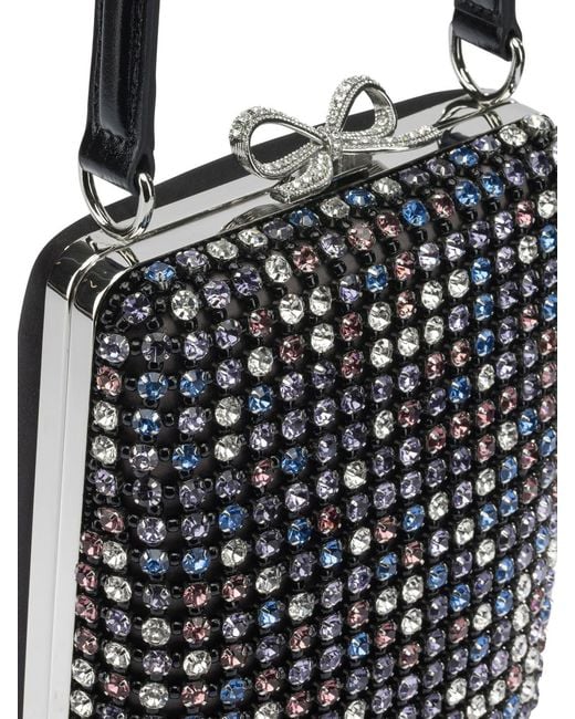 Self-Portrait Black Mini Multi Crystal Handbag