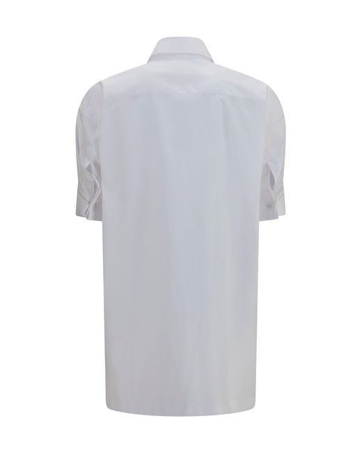 Dries Van Noten White Cotton Shirt With Scarf Detail