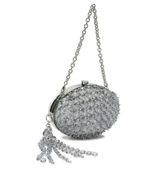 Self-Portrait Gray Clutch With Crystals