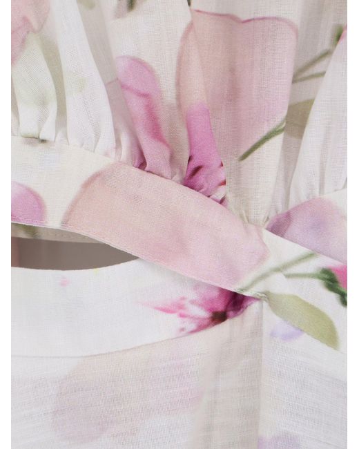 ACTUALEE White Linen And Cotton Long Dress
