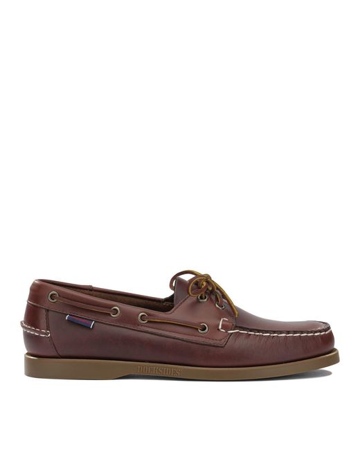 Sebago Brown "Dockside Portland Waxed" Lace-Up Loafers for men