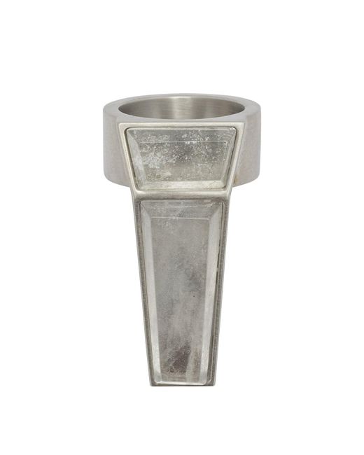 Rick Owens Gray "Crystal Trunk" Ring