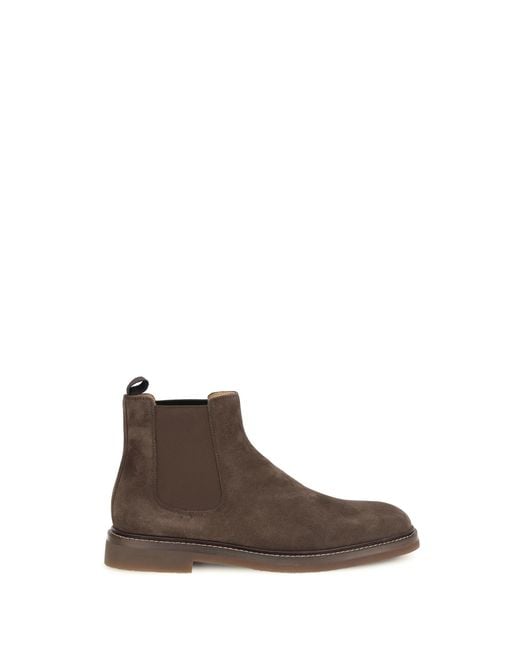 Brunello Cucinelli Brown Chelsea Boots for men