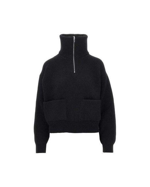 Alaïa Black Wool Cashmere Trucker Sweater