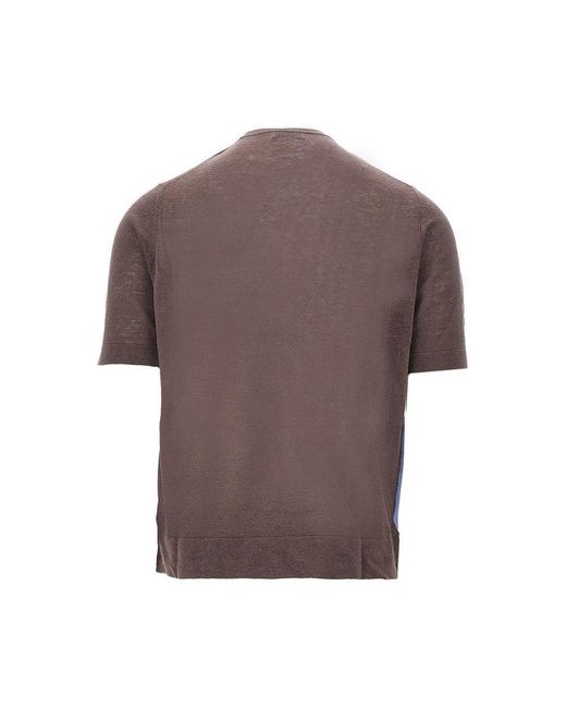 Ballantyne Blue Linen-Blend Short-Sleeved Sweater for men
