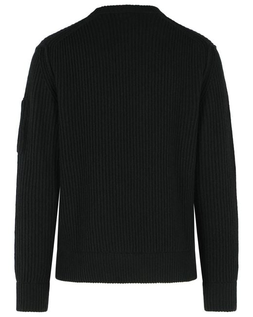 C P Company Black Wool Blend Sweater for men