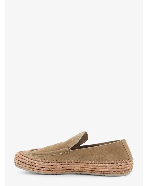 Loewe White Rio Suede And Raffia Loafers for men