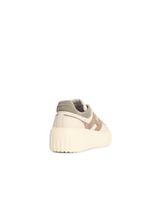 Hogan Natural 'H-Stripes' Leather Sneakers