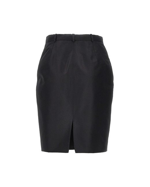 Gucci Black Silk Faille Pencil Skirt
