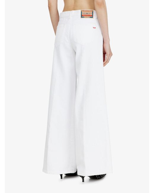 DIESEL White Cotton Blend Trousers
