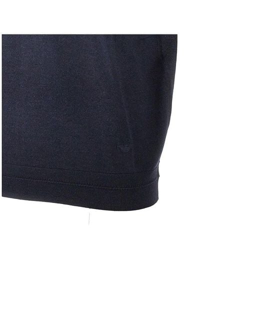 Emporio Armani Blue Virgin Wool And Silk Polo Shirt for men