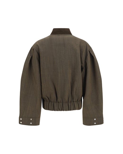 Ganni Brown Lightweight Wool Bomber Jacket Canteen