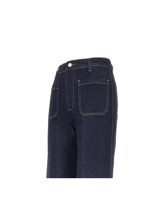 Victoria Beckham Blue 'Alina' Wide Leg Jeans