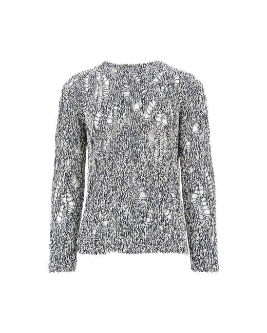 Men's Grey Distressed-Effect Cotton-Blend Jumper