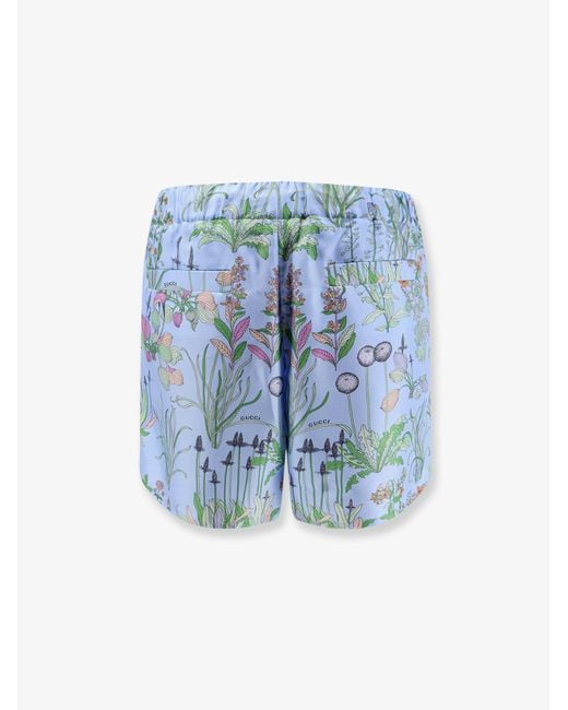 Gucci Blue Printed Silk Shorts