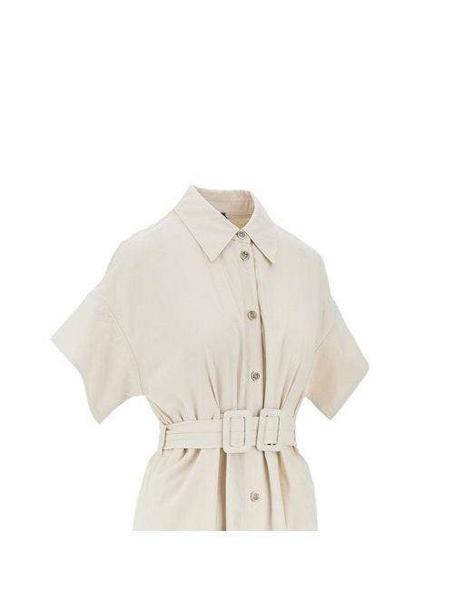 Pinko White Cotton Midi Shirt Dress