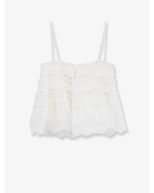 Zimmermann White Alchemy Shirred Bandeau Top