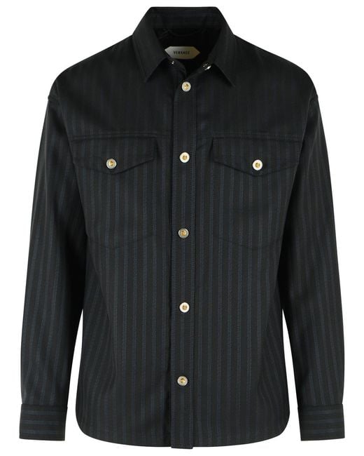 Versace Black Jacquard Wool Blouson for men