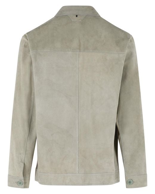 Salvatore Santoro Green Smoke Suede Jacket for men