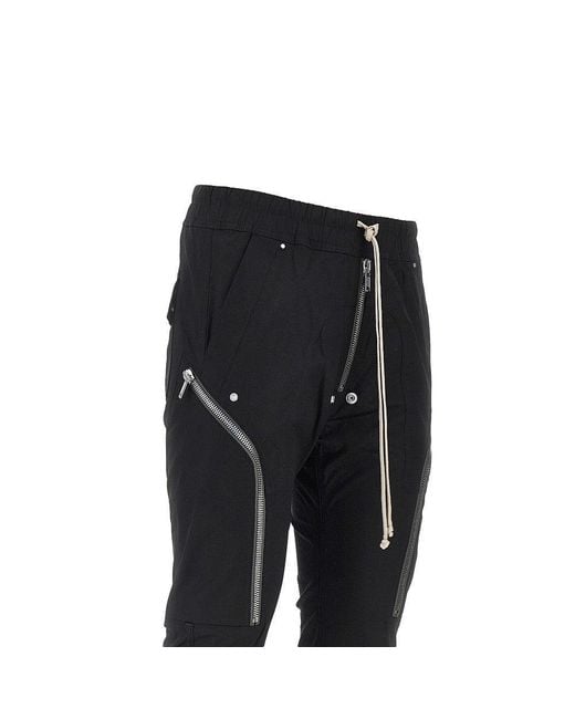 Rick Owens Black Stretch Cotton 'Heizer' Cargo Pants for men