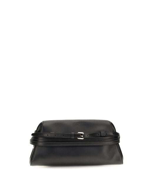 Moschino Black Leather Clutch With Buckle Detail