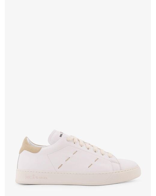 Kiton Pink Leather Sneakers With Iconic Stitching for men