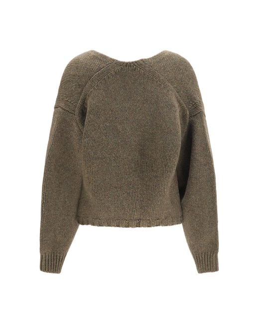 Khaite Brown Axel V-Neck Cardigan Artichoke
