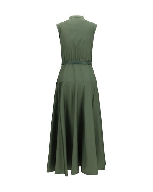 Max Mara Green Cotton Poplin Fit-And-Flare Dress
