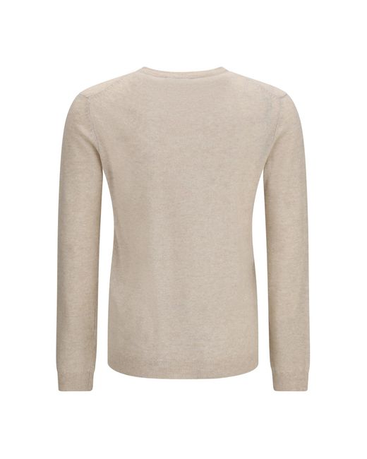 Aragona Cashmere White Crewneck Sweater Cashmere-Linen for men