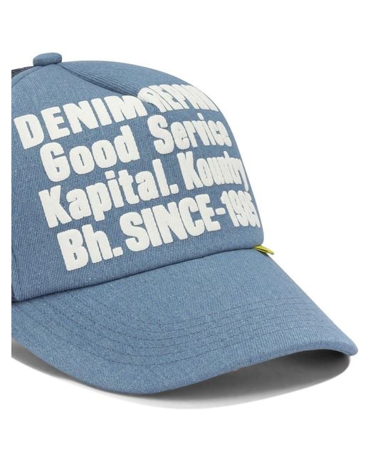 Kapital Blue Denim Repair Service Trucker Hat for men