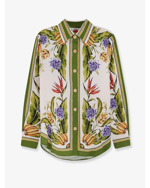 Women's Green Shirt Linen Viscose