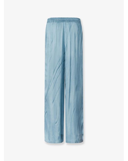 Pinko Blue Viscose Trousers With Adjustable Waistband