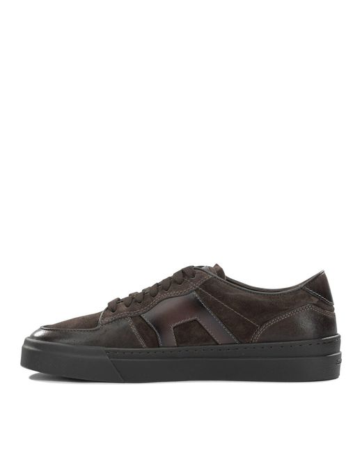 Santoni Brown Low-Top Leather Sneakers for men