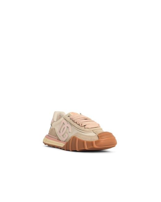 Dolce & Gabbana Natural 'Dg Athletic' Ivory And Fabric And Leather Sneakers