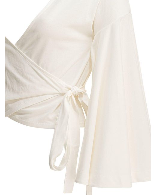 Jacquemus White Casual Wrap-Around Top